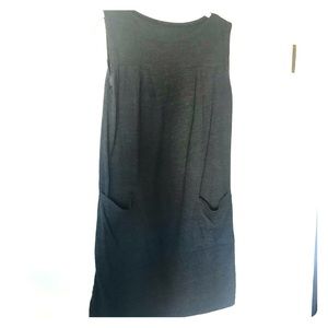 Dark heather grey pleated yoke tunic pocket dress